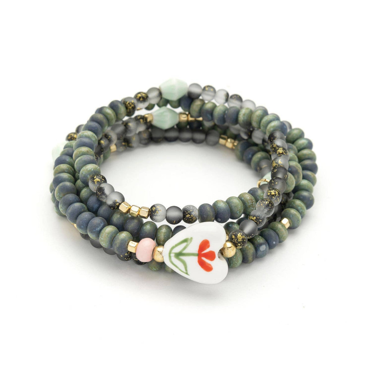 Ceramic Bead Wrap Bracelet/Necklace - Love/Heart