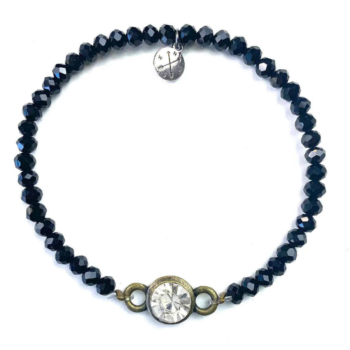 Faceted Glass Stretch & Crystal Beaded Bracelet