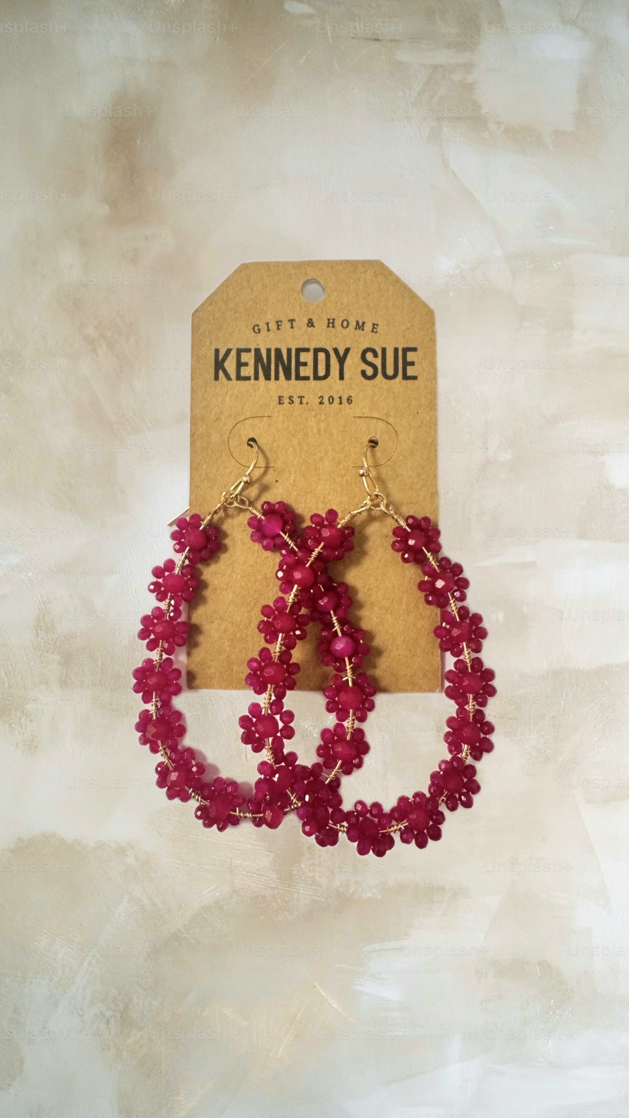 Beaded Flower Teardrop Earrings