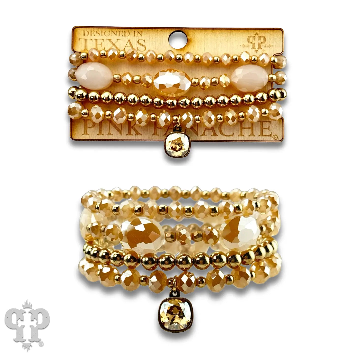 Four Strand Faceted Bead Bracelet with Austrian Crystal