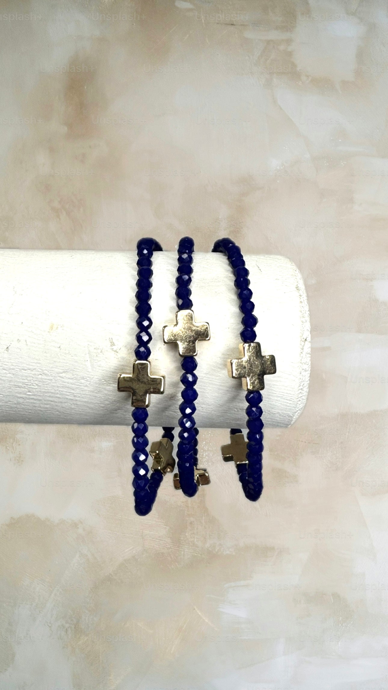 Gold Cross Bead Bracelet Set