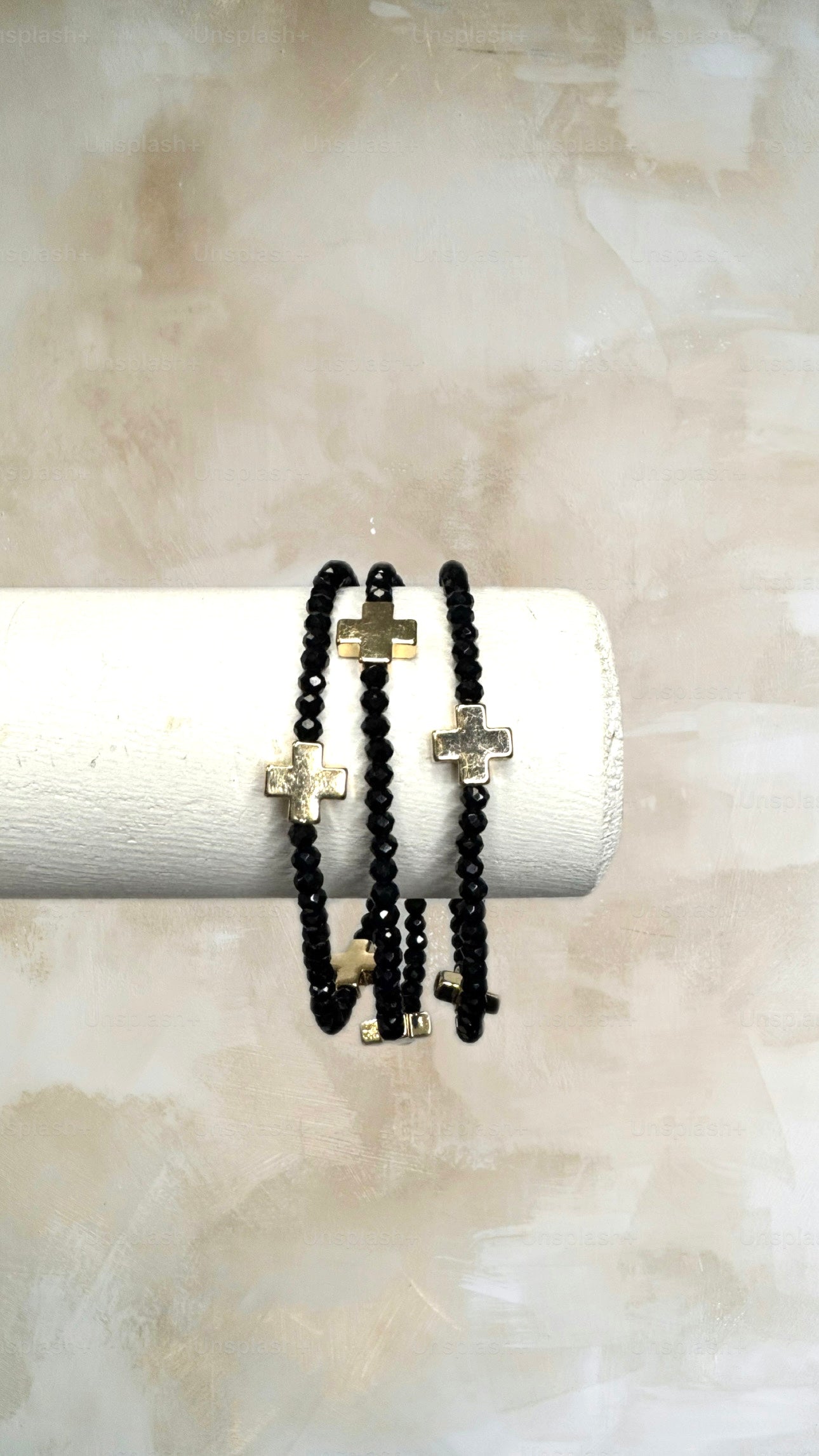 Gold Cross Bead Bracelet Set