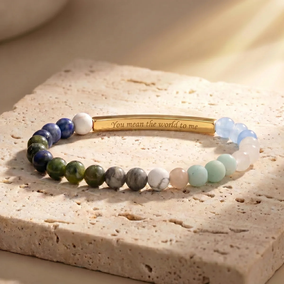 Secret Message "World" Stone Bracelet