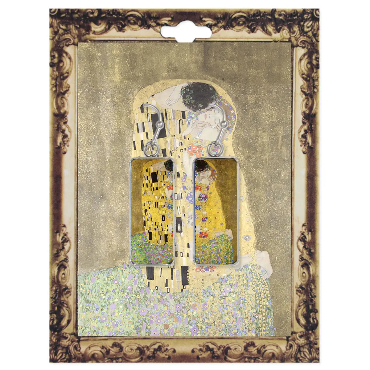 The Kiss Print Silver Bar Fine Art Earrings