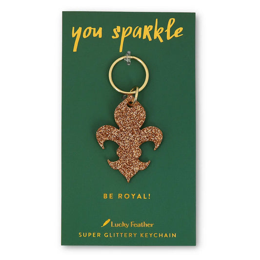 Gold Glitter Keychain - Fleur De Lis