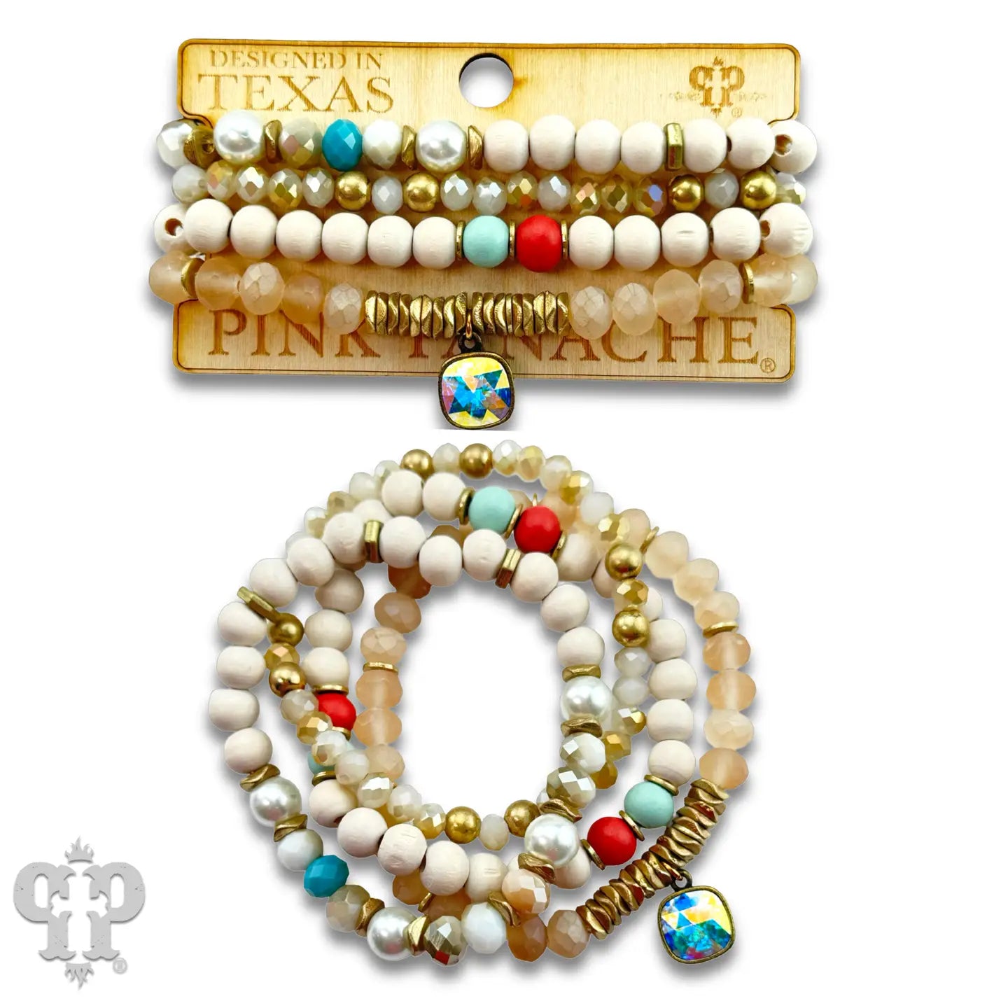 Multi-Color and White Bracelet Set