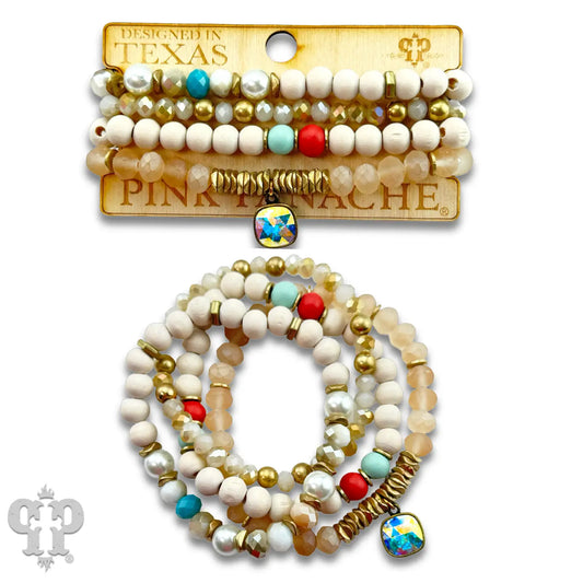 Multi-Color and White Bracelet Set
