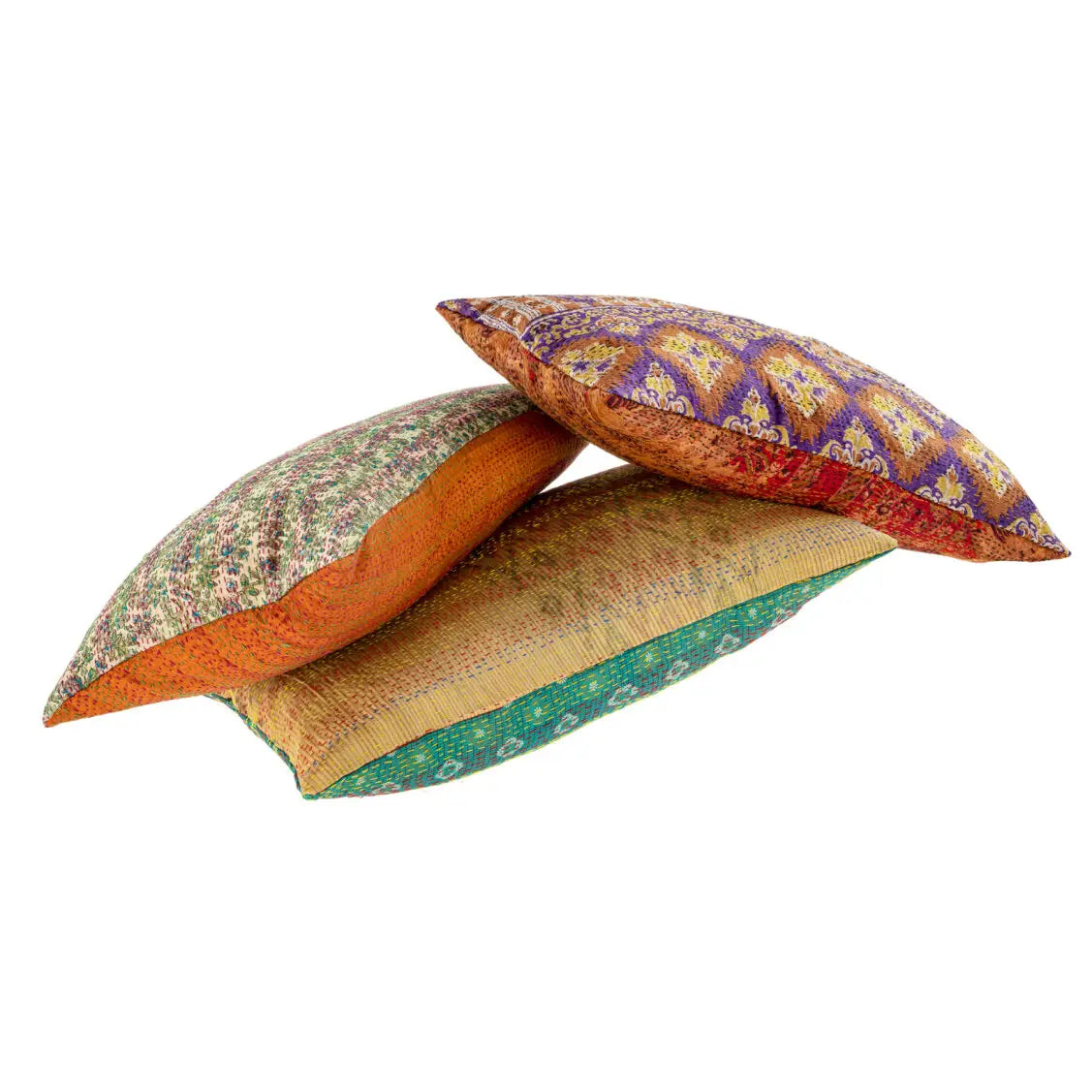 Vintage Silk Kantha Reversible Pillow