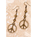 Bronze Dangle Peace Sign Earrings