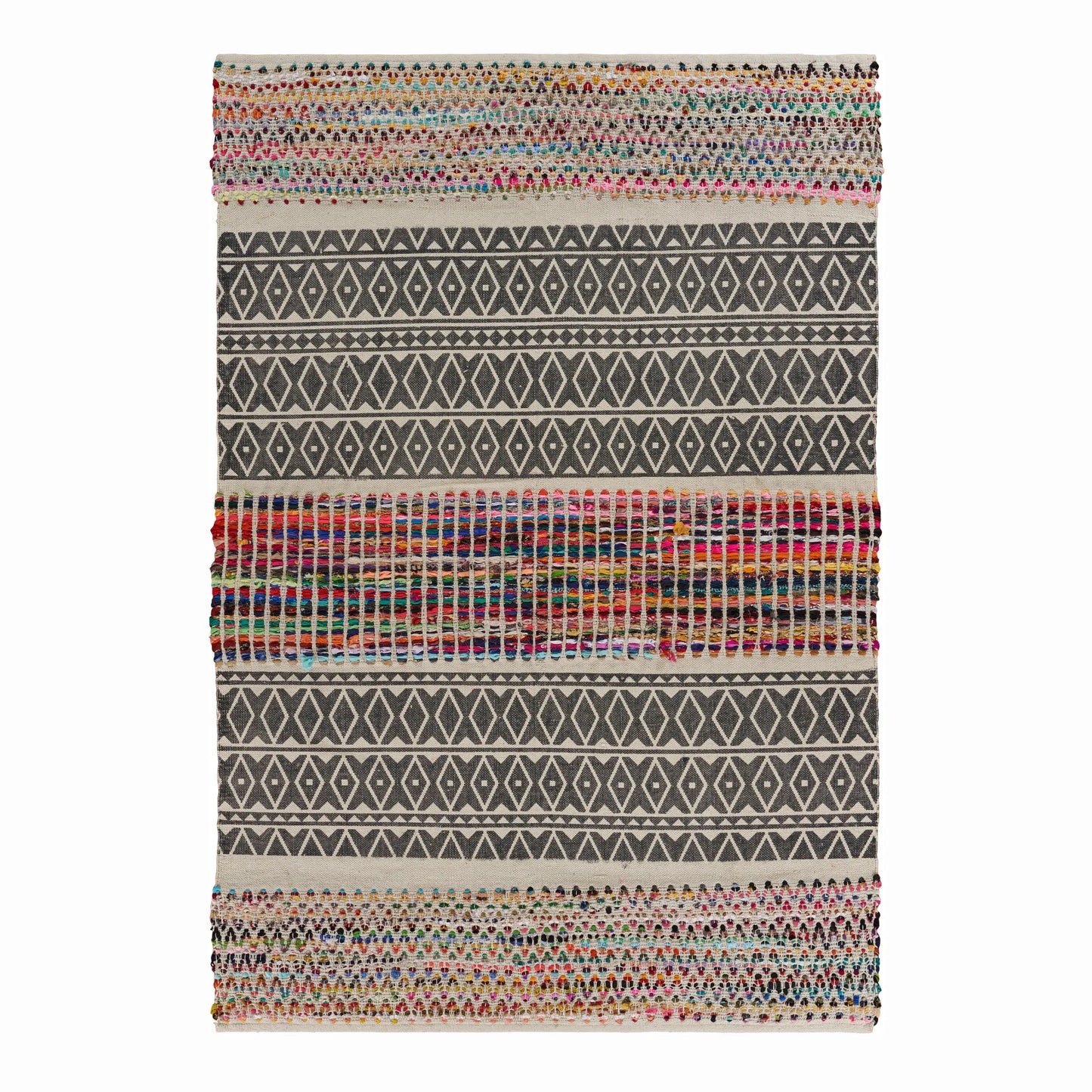 Traditional Geometric Chindi Area Rug