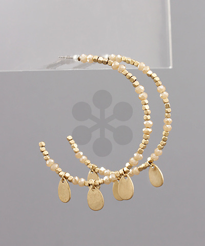 Teardrop Charm Bead Open Hoops