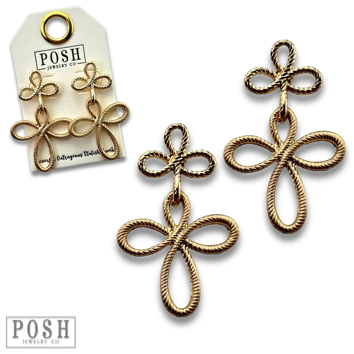 Double Cross Textured Earrings