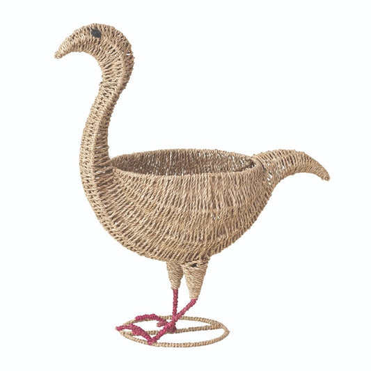 Seagrass & Metal Bird Shaped Basket