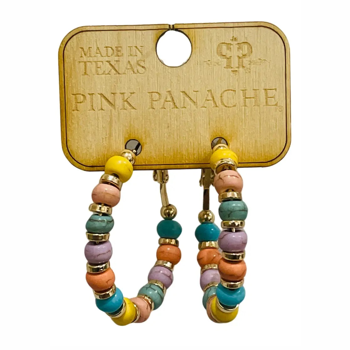 Multi Color Bead Hoop Earring