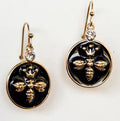 Black Epoxy Bee Drop Earrings