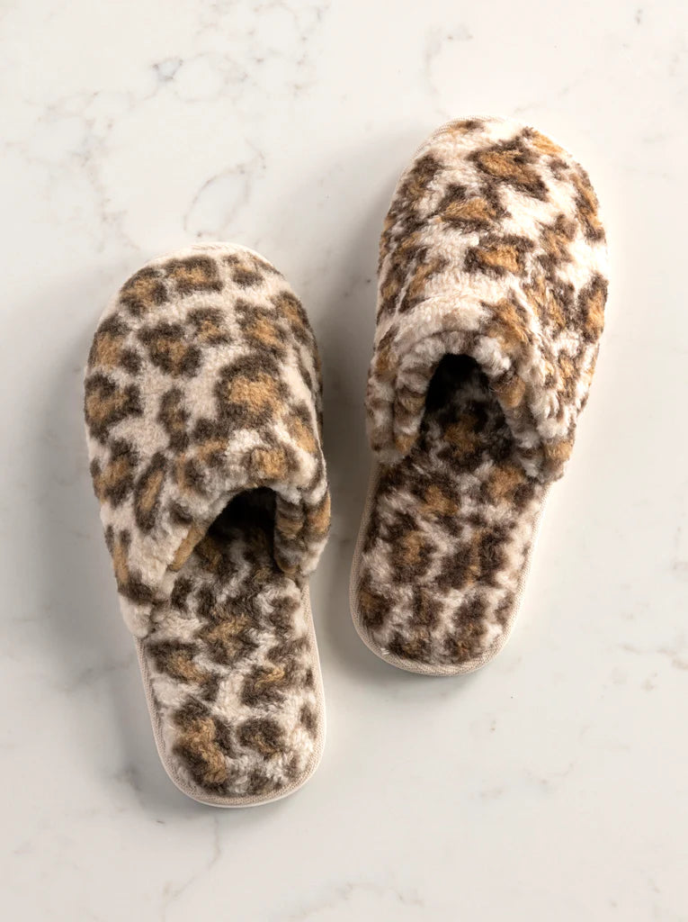 Leopard Print Sherpa Slippers