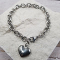 Solid Metal Chain & Heart Bracelet