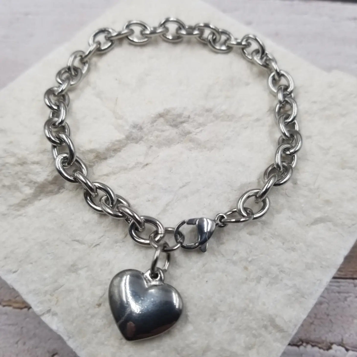 Solid Metal Chain & Heart Bracelet