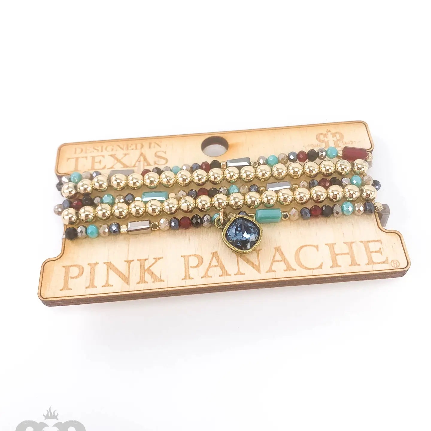 Austrian Crystal and Gold Bead Bracelet Stack