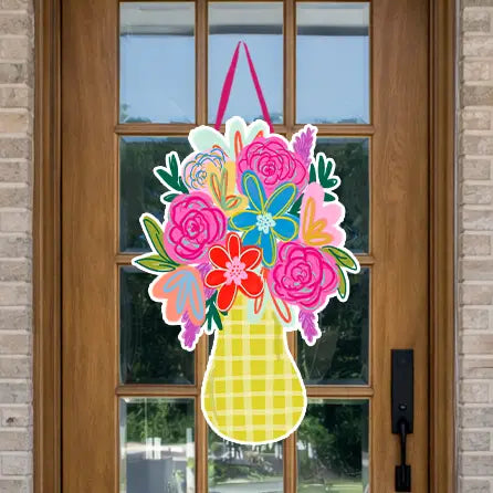 Neon Floral Vase Door Hanger
