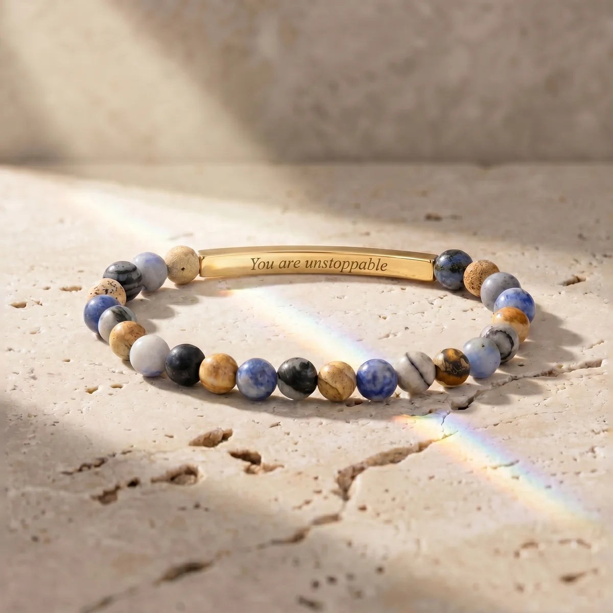 Secret Message "Unstoppable" Stone Bracelet
