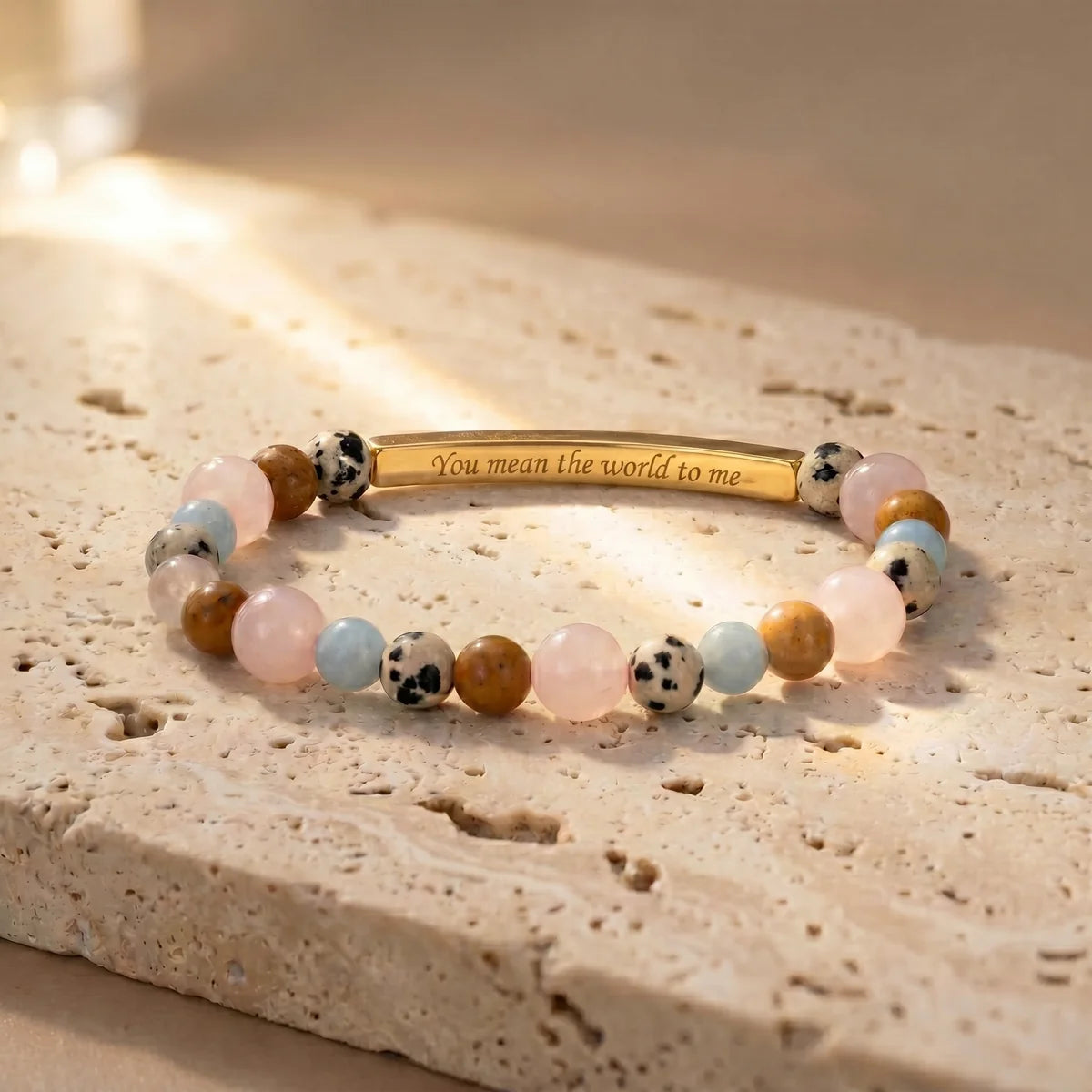 Secret Message "World" Stone Bracelet