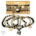 Brown, Pearl and Gold Tone Bracelet Stack
