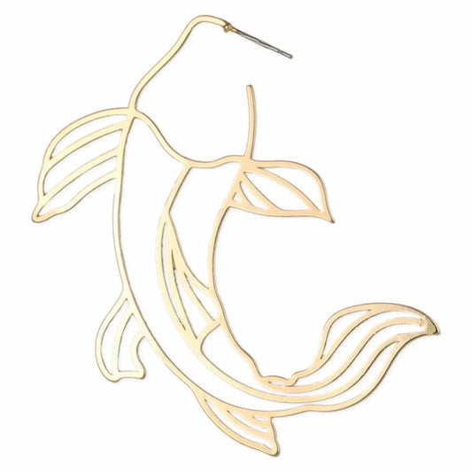 Gold Koi Cutout Hoop Earrings