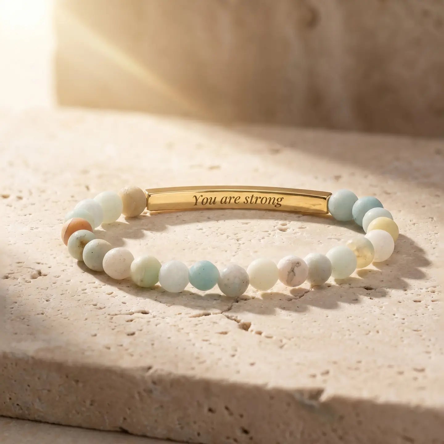 Secret Message "Brave" Stone Bracelet