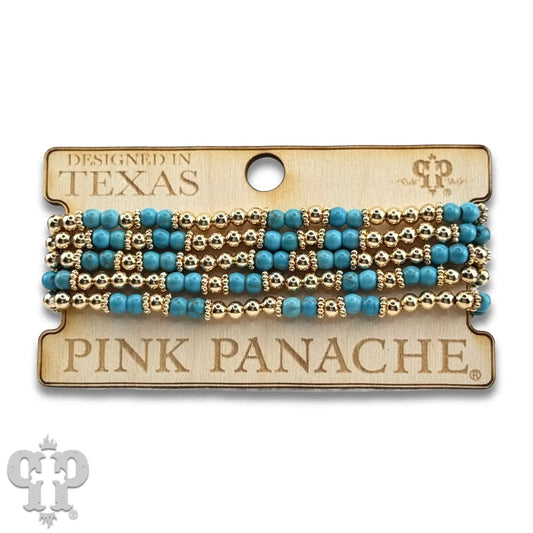 Five Strand Gold & Turquoise Bracelet Set