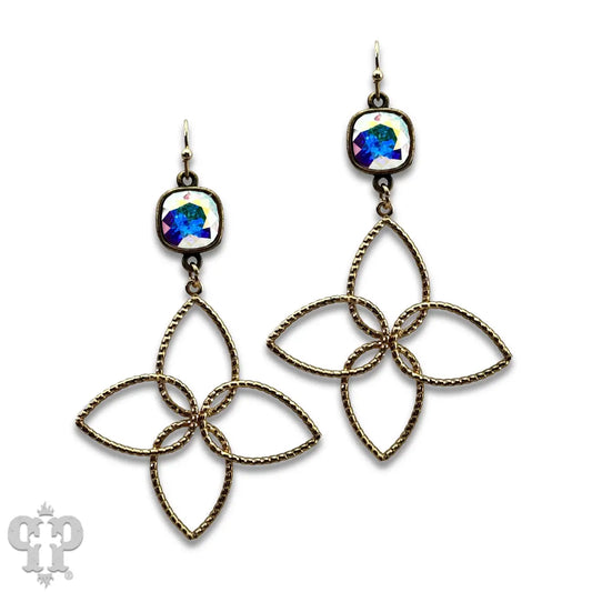 Austrian Crystal Four Petal Flower Earrings
