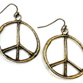 Brass Peace Sign Hoop Earrings