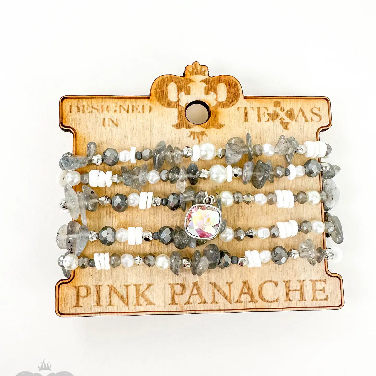 Chunky Stone Bracelet Set with Austrian Crystal