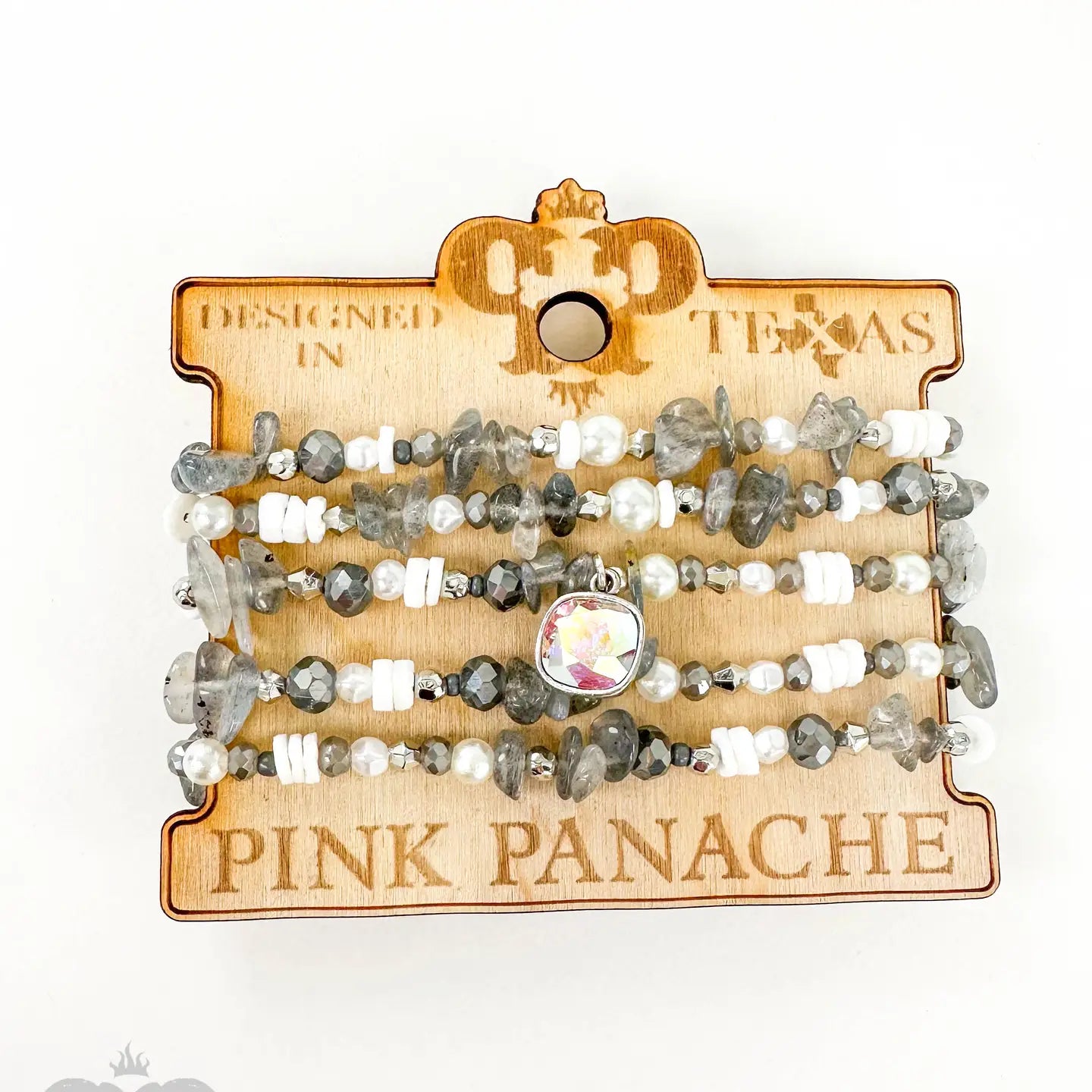 Chunky Stone Bracelet Set with Austrian Crystal