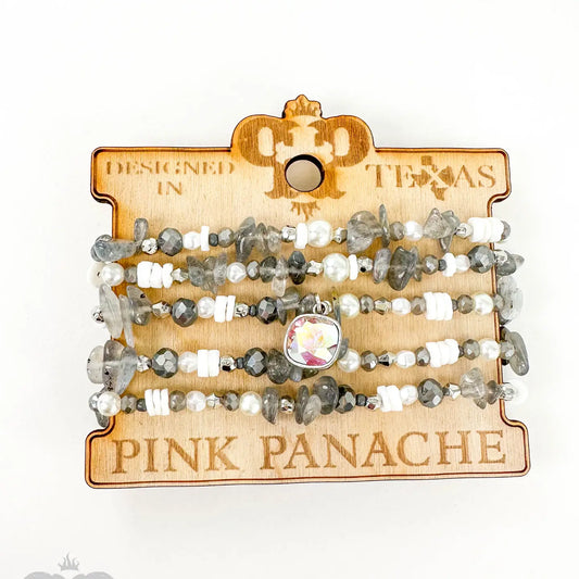 Chunky Stone Bracelet Set with Austrian Crystal