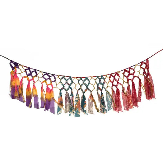 Macrame Upcycled Sari Hanging Garland
