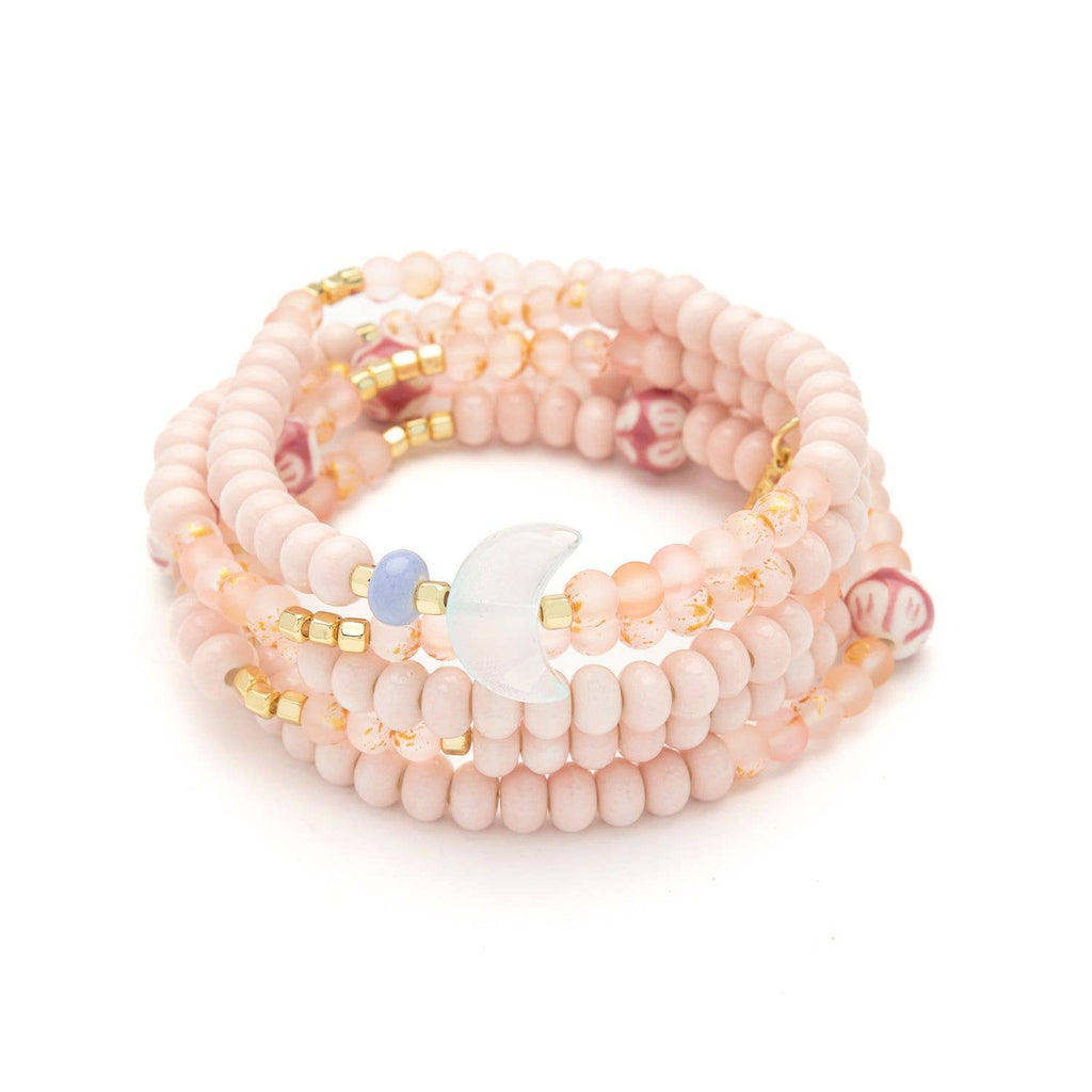 Ceramic Bead Wrap Bracelet/Necklace- Balance/Moon