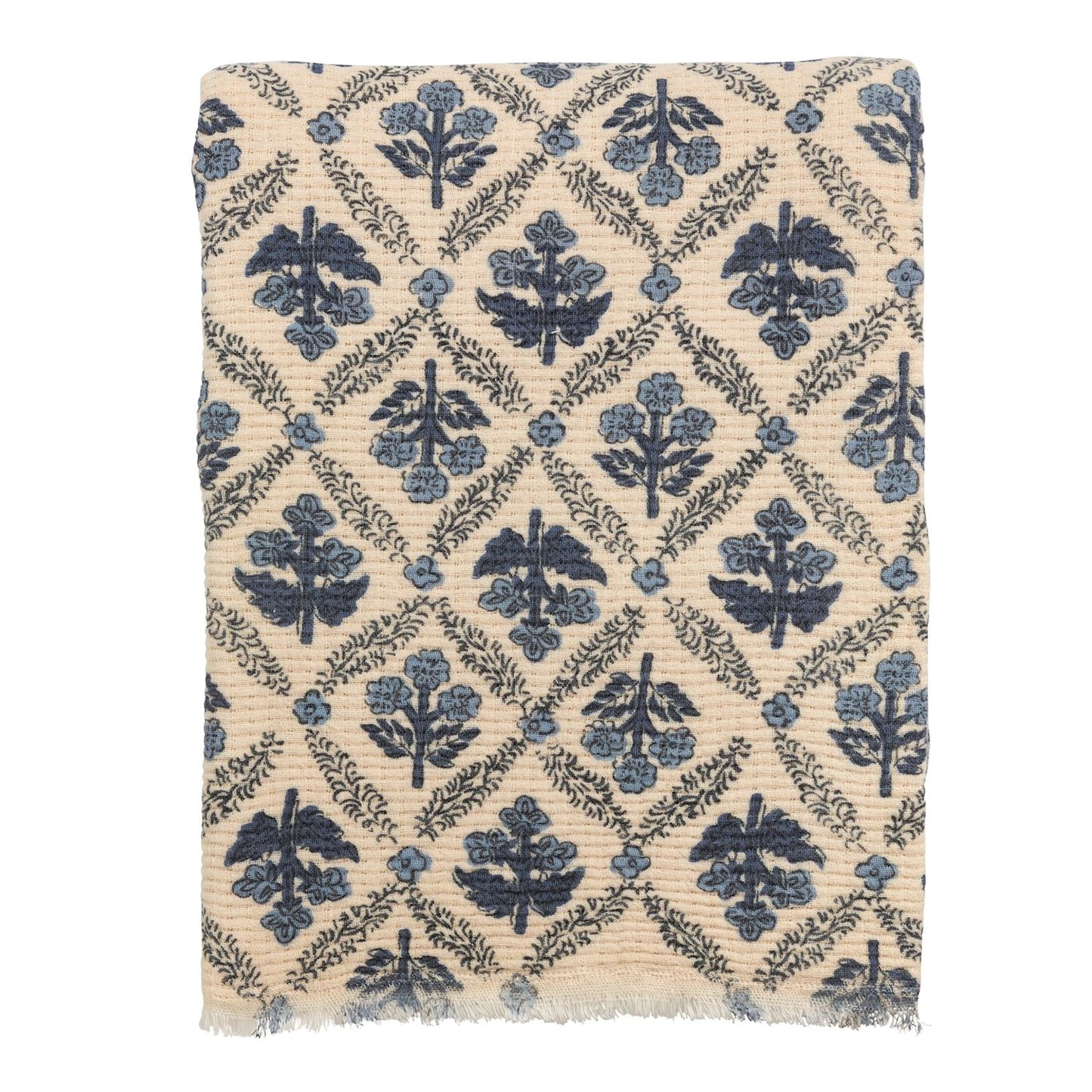 Blue Floral Throw Blankets
