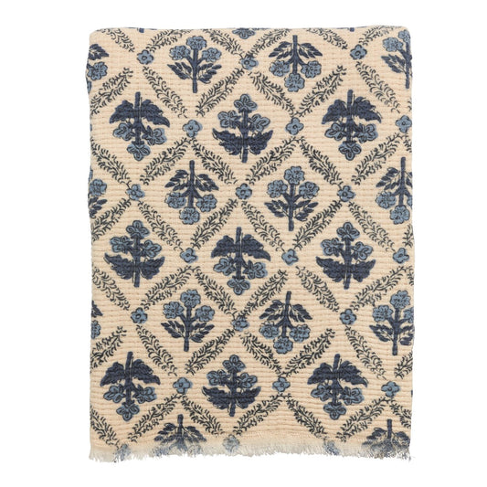 Blue Floral Throw Blankets