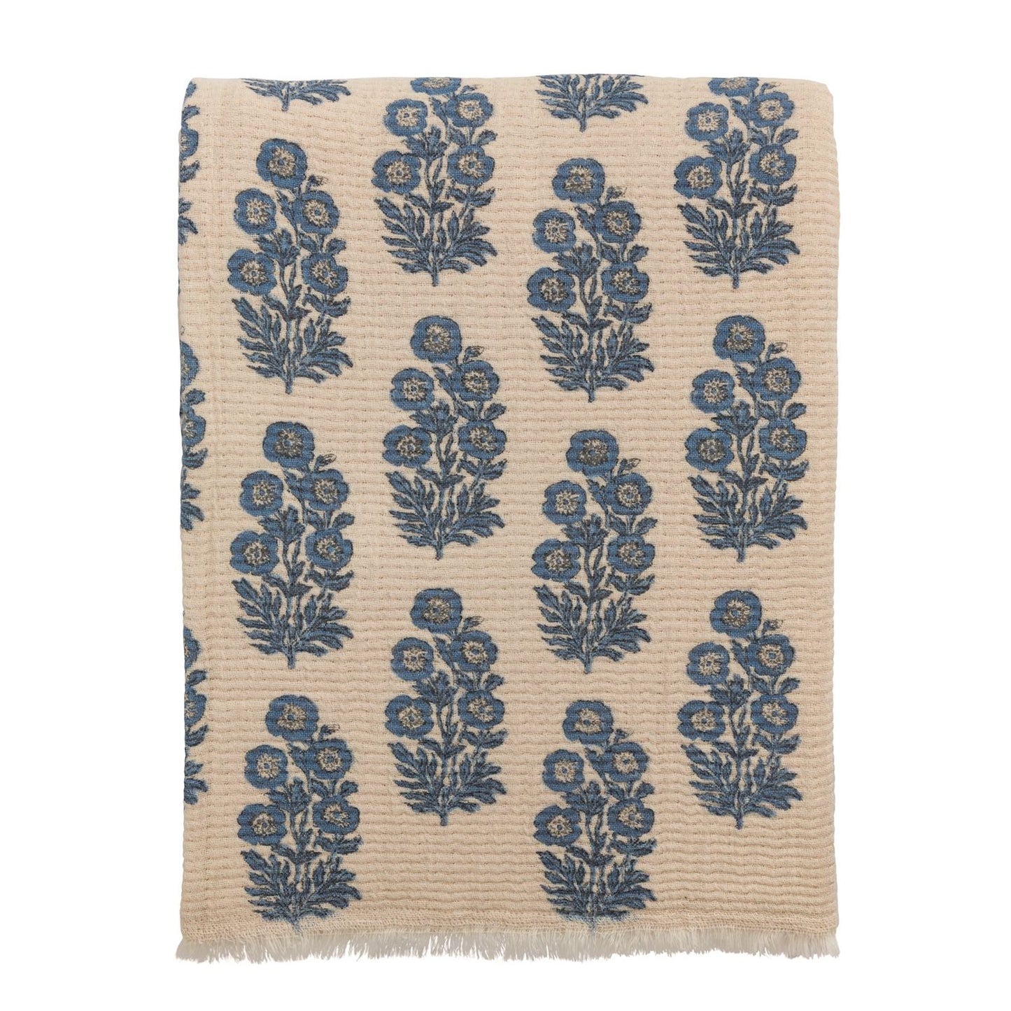 Blue Floral Throw Blankets