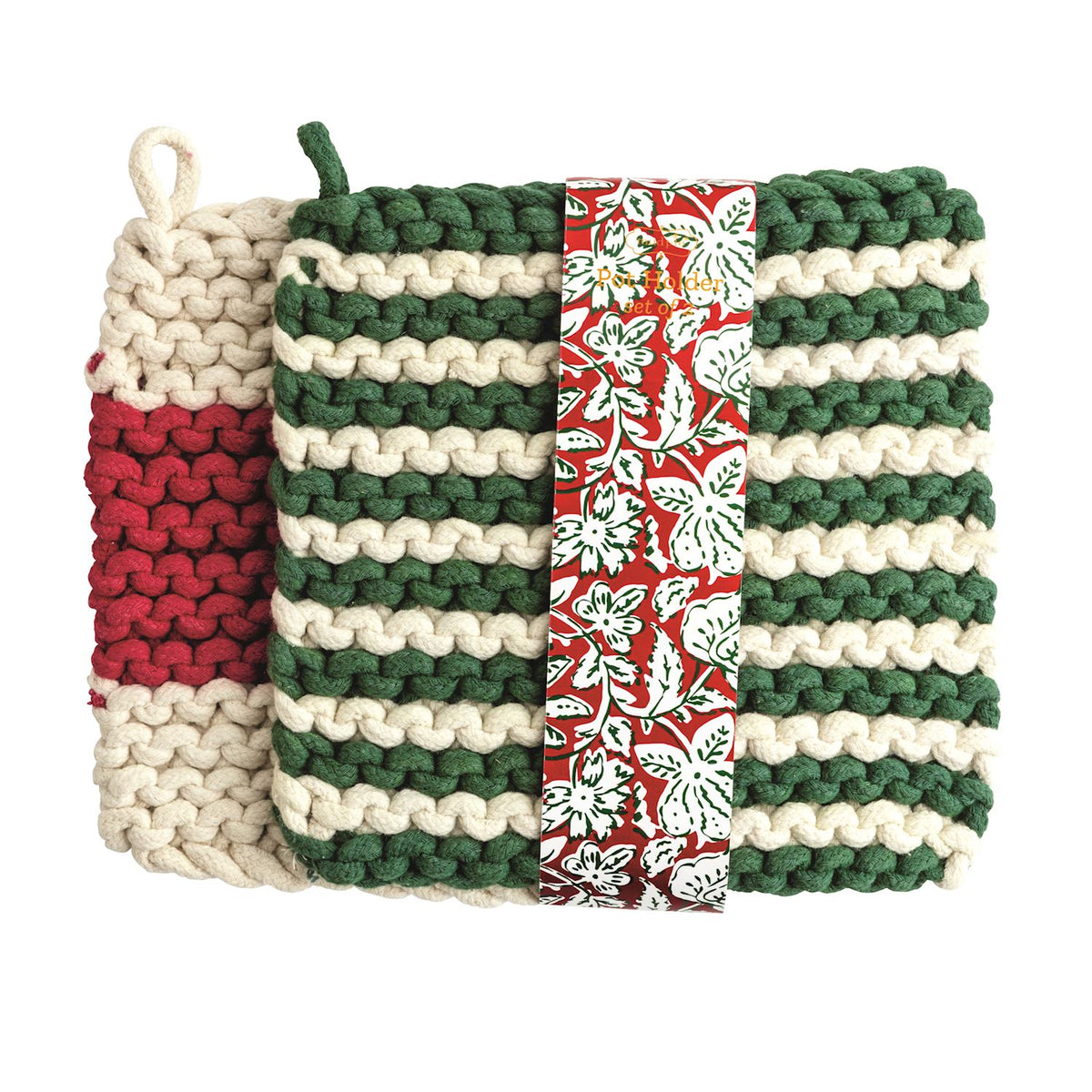 Christmas Stripe Pot Holder Sets