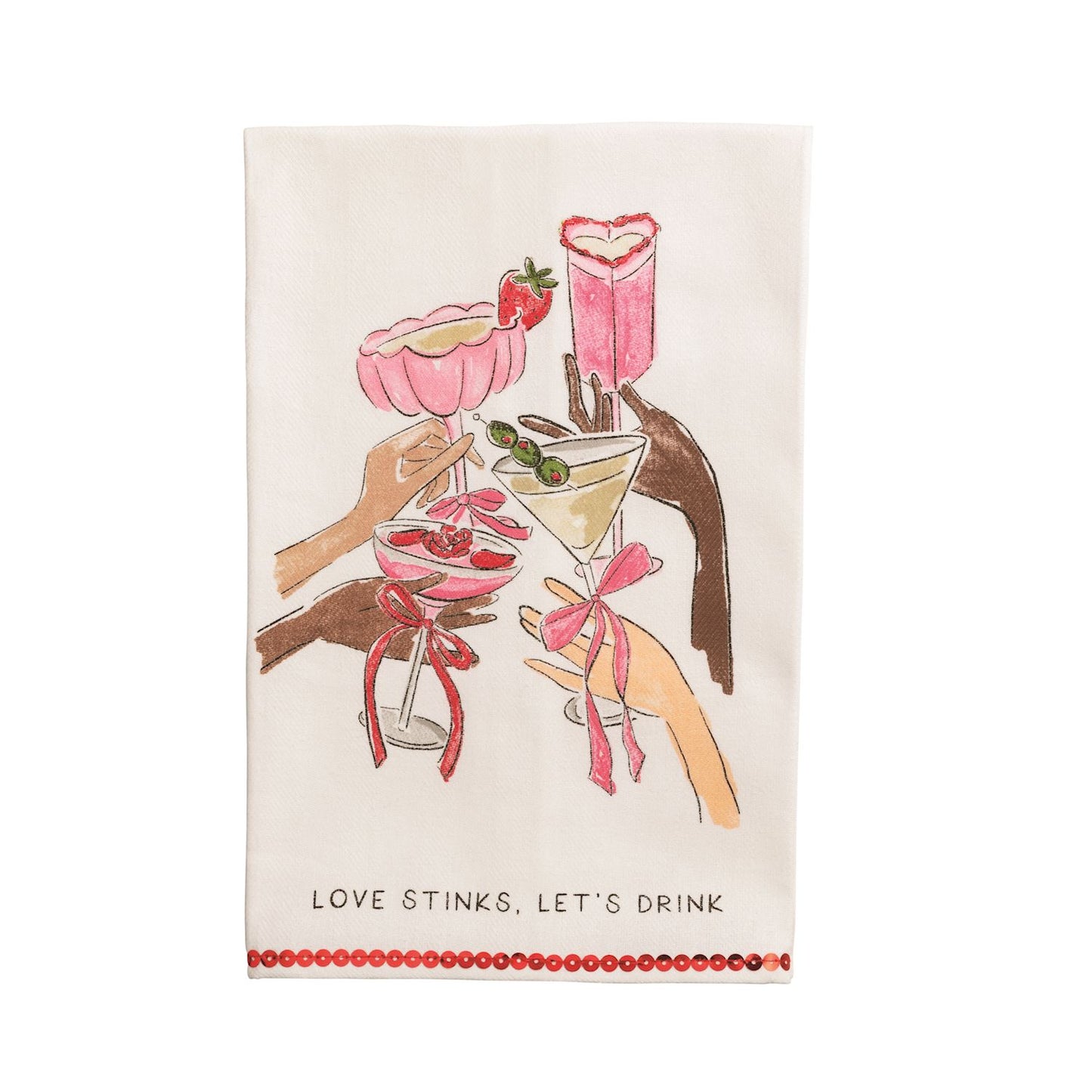 Valentine's Day sequin tea towels