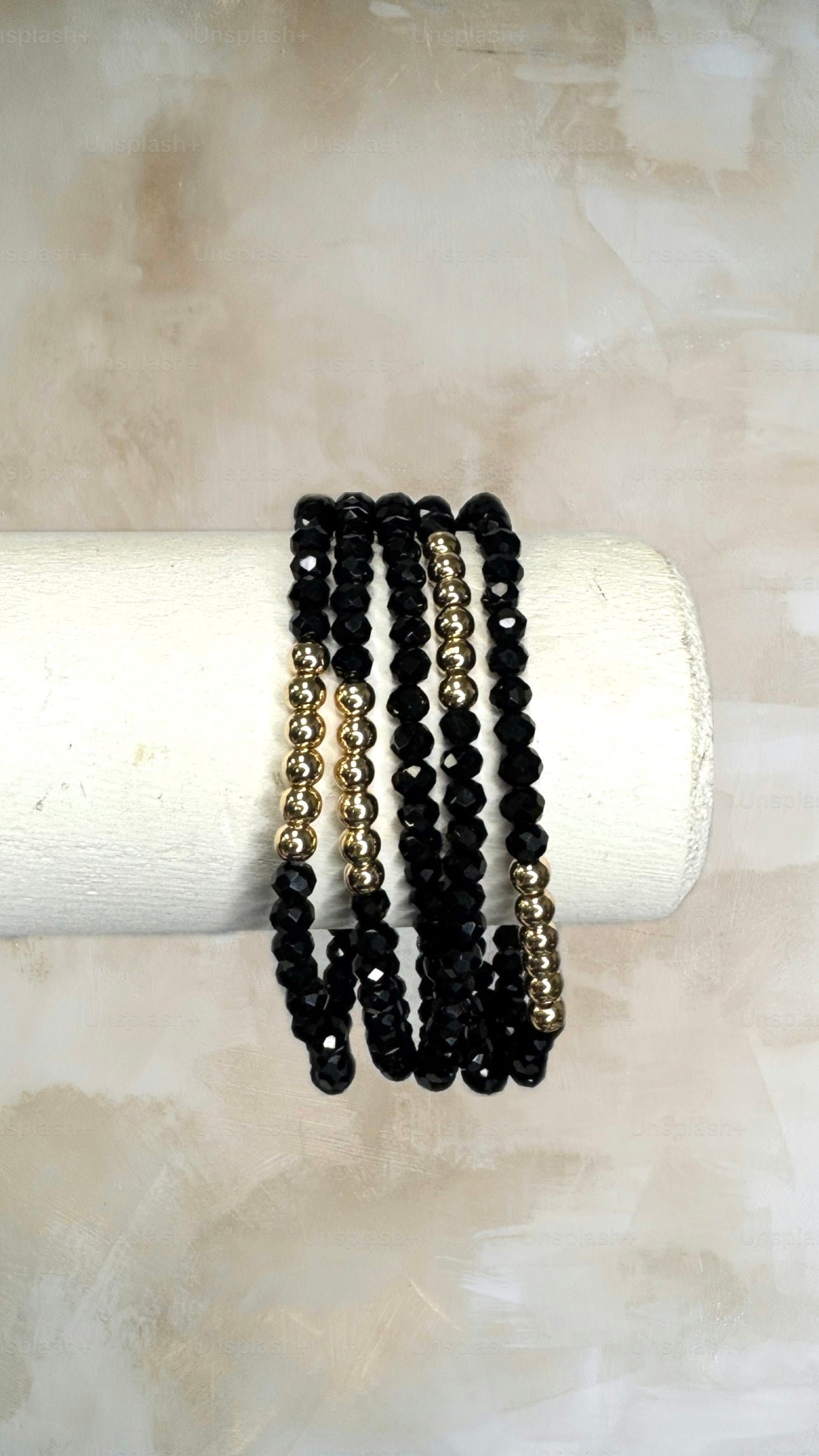 Glass Bead & Gold Bracelet Set