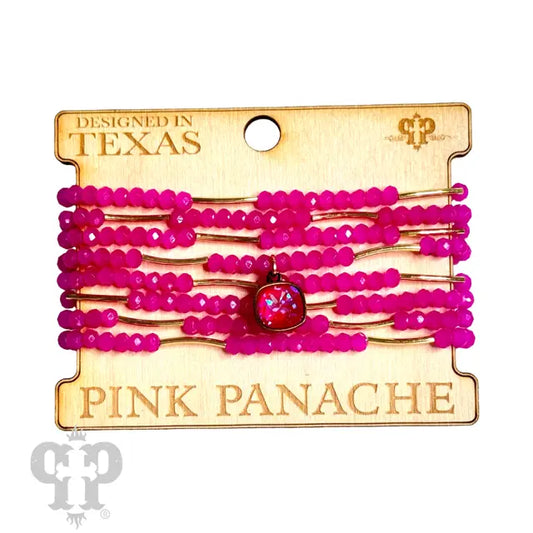 Fuchsia Beaded Bracelet Set
