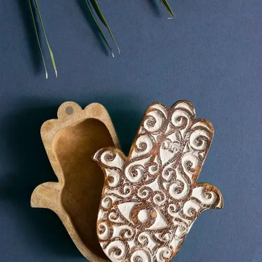 Antique Finish Hamsa Pivot Box