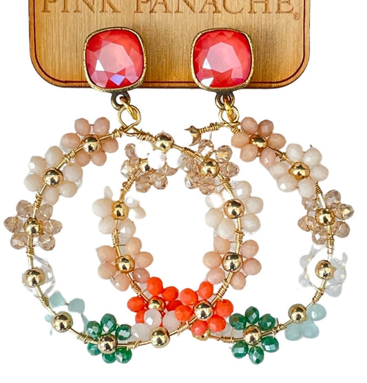 Wire Wrapped Bead Cluster Earring with Austrian Crystal