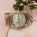 Wide Mixed Metal Peace Sign Cuff Bracelet