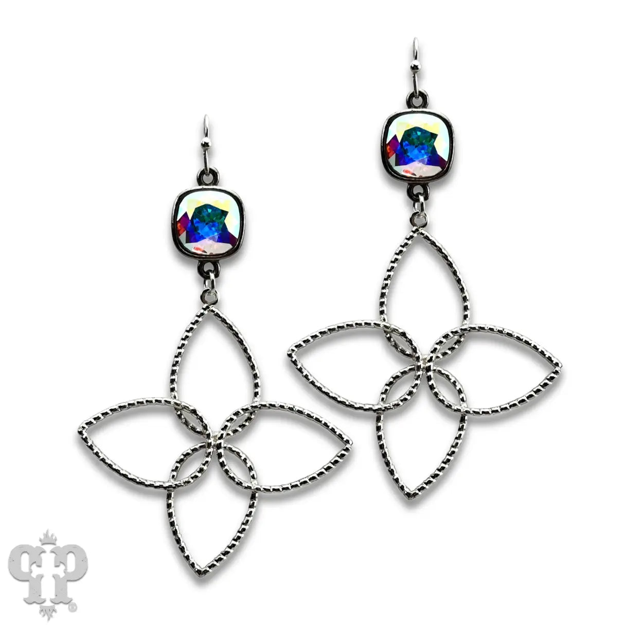 Austrian Crystal Four Petal Flower Earrings