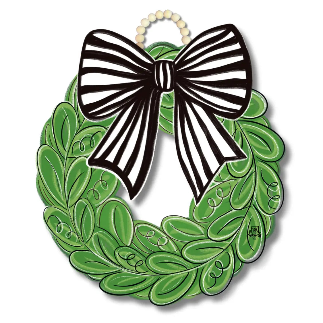 Black and White Bow Wreath Door Hanger