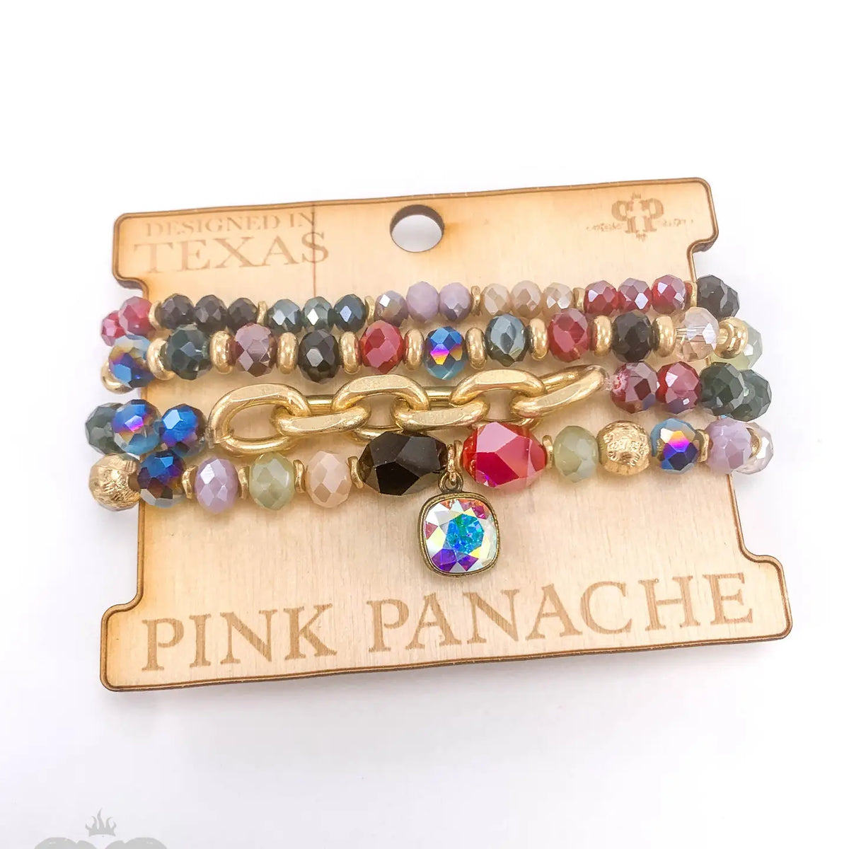 Austrian Crystal and Chain Bracelet Stack